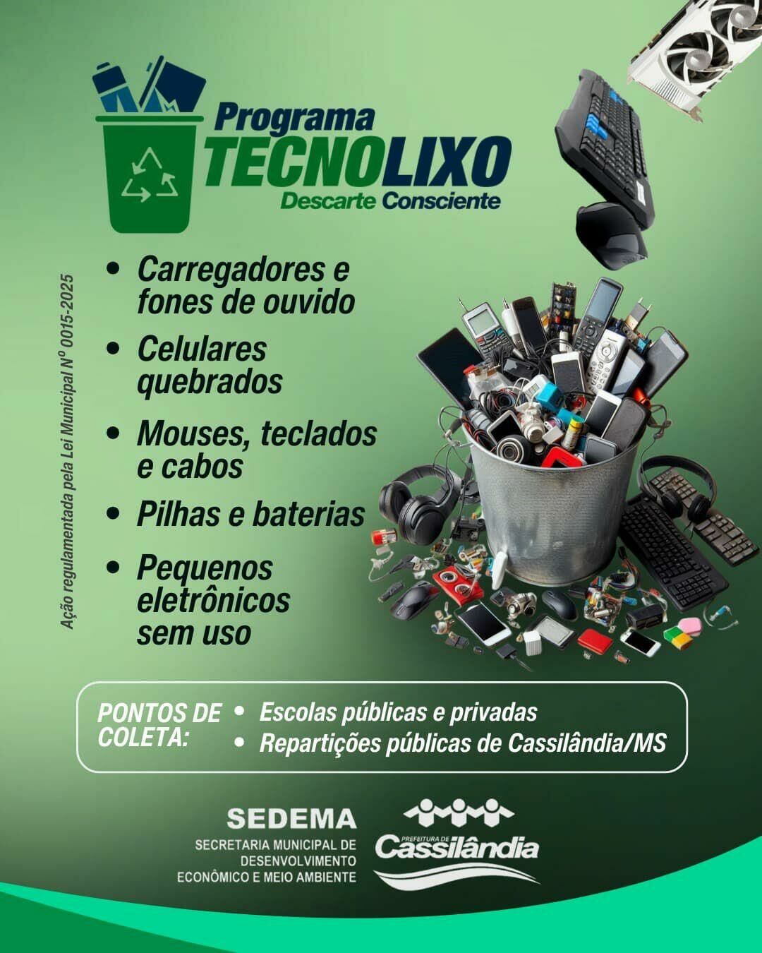 Imagem de compartilhamento para o artigo Cassilândia cria programa para coleta de lixo eletrônico em escolas e repartições da MS Todo dia